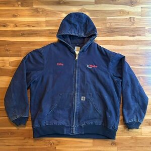 Vintage 90’s Carhartt Hooded Work Jacket w logos 2X
